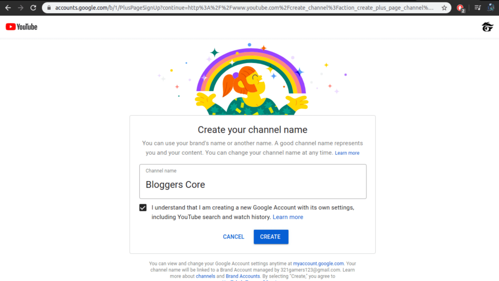 Choose a name for your channel (step - 5)