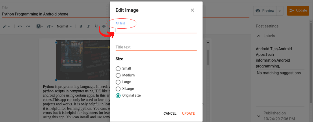 Add Image Alt attribute - On page SEO