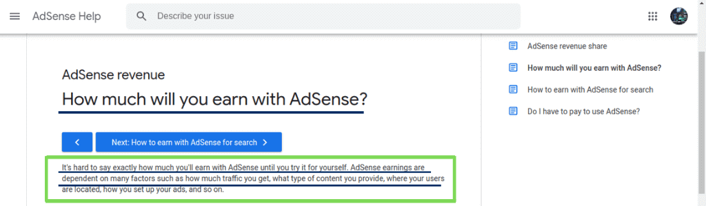 How much will you earn with Adsense