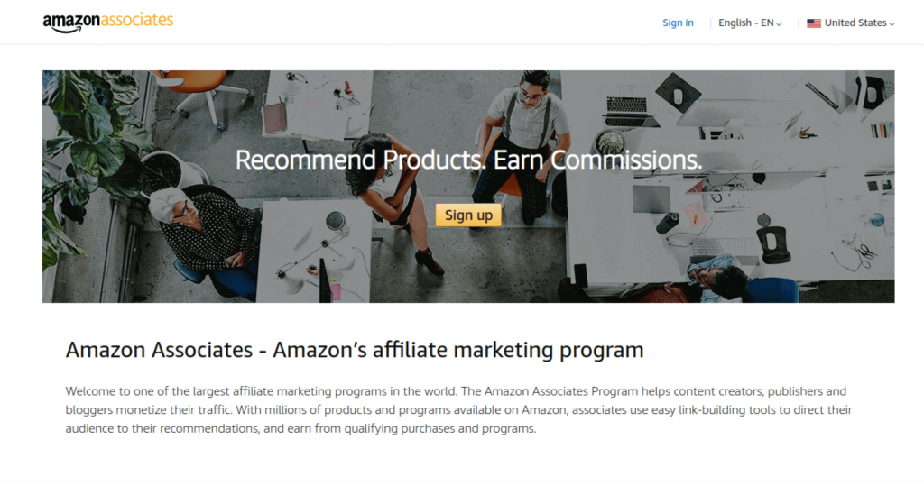 amazon affiliate program. 