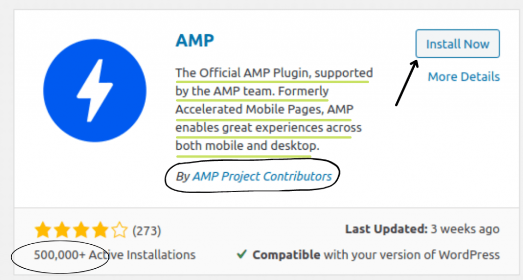 Install AMP plugin to make WordPress website load fast in mobile