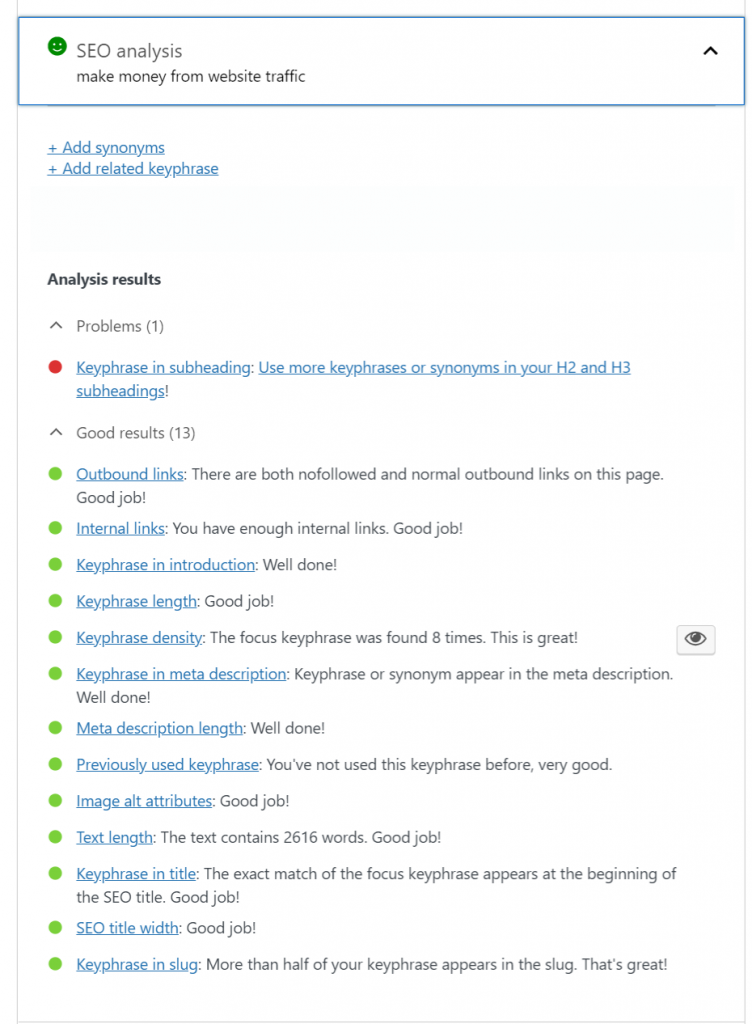 Yoast SEO - SEO analysis