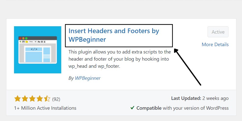 Install insert header and footer plugin