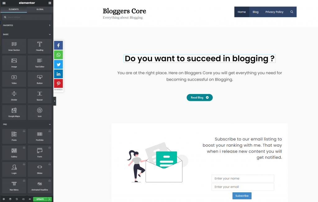 Design your blog using elementor