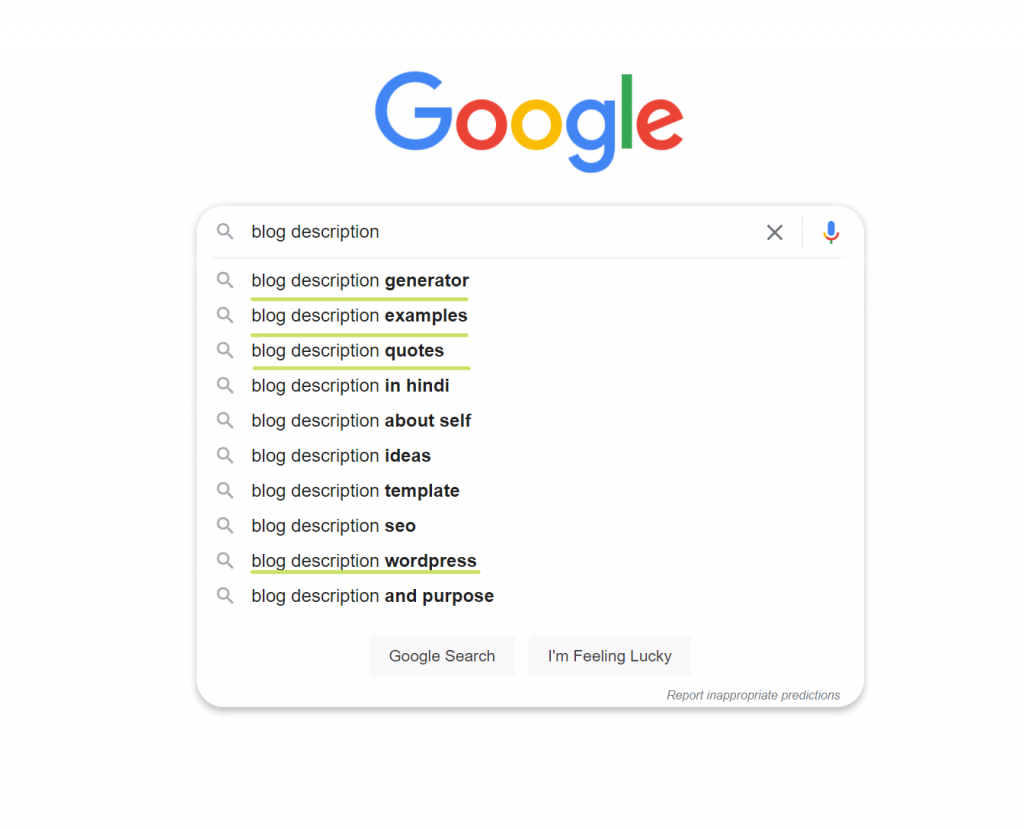 Keyword research using google search