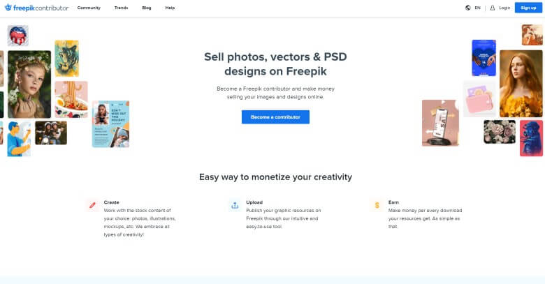 sell stock images in freepik