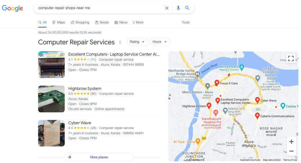 google business search result