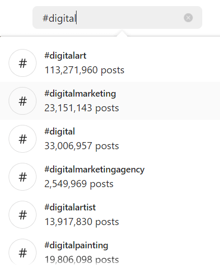 search for trending hashtag