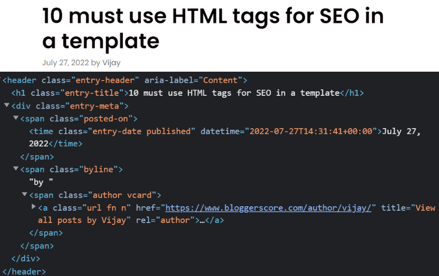 <header> tag - html tags for seo example