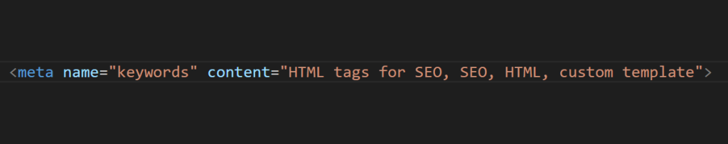 meta keywords html code example
