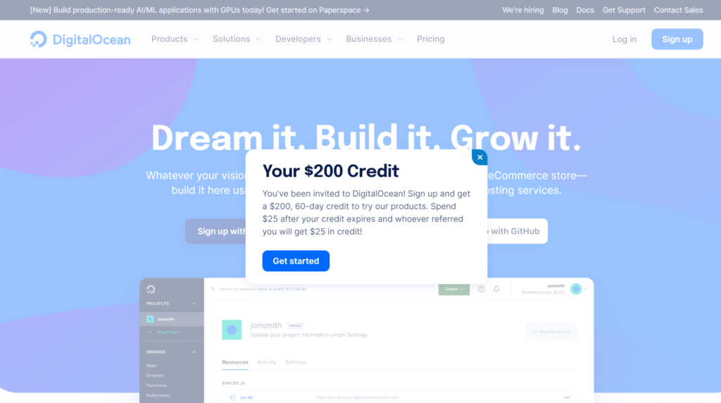 $200 free credit in digital ocean